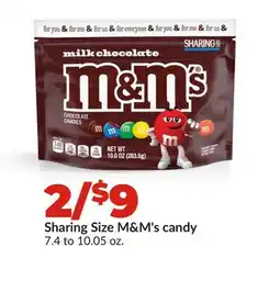 Hy-Vee Sharing Size M & M's candy offer