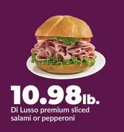 Hy-Vee Di Lusso premium sliced salami or pepperoni offer