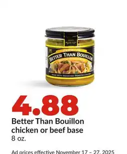 Hy-Vee Better Than Bouillon chicken or beef base offer