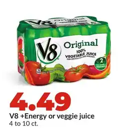 Hy-Vee V8 + Energy or veggie juice offer