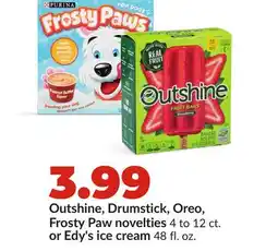 Hy-Vee Outshine, Drumstick, Oreo, Frosty Paw novelties 4 to 12 ct. or Edy's ice cream 48 fl. oz offer