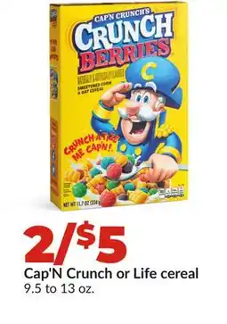 Hy-Vee Cap'N Crunch or Life cereal offer