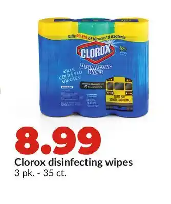 Hy-Vee Clorox disinfecting wipes offer