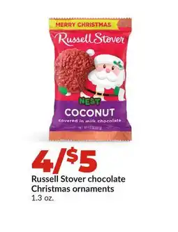 Hy-Vee Russell Stover chocolate Christmas ornaments offer