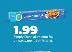 Hy-Vee Simply Done aluminum foil or wax paper offer