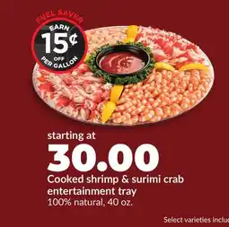 Hy-Vee Cooked shrimp & surimi crab entertainment tray offer
