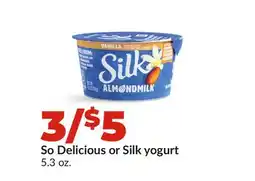 Hy-Vee So Delicious or Silk yogurt offer