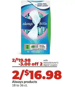 Hy-Vee Always products offer