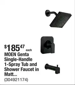 The Home Depot MOEN Genta Single-Handle 1-Spray Tub and Shower Faucet in Matte Black (Valve Included) offer