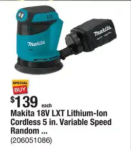 The Home Depot Makita 18V LXT Lithium-Ion Cordless 5 in. Variable Speed Random Orbit Sander (Tool-Only) offer