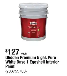 The Home Depot Glidden Premium 5 gal. Pure White Base 1 Eggshell Interior Paint offer