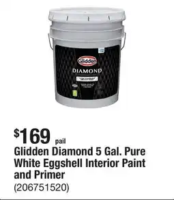 The Home Depot Glidden Diamond 5 Gal. Pure White Eggshell Interior Paint and Primer offer