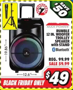 Big 5 Max Power Rumble 12 Woofer Bluetooth Trolley Speaker with Stand offer