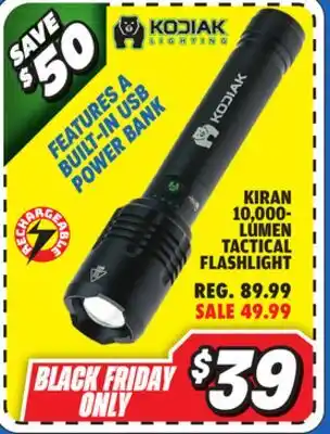 Big 5 Kodiak Kiran Rechargeable 10,000 Lumen Tactical Flashlight offer