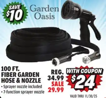 Big 5 Garden Oasis 100' Fiber Garden Hose and Nozzle offer