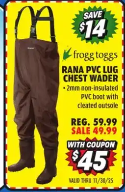 Big 5 Frogg Toggs Men's Rana PVC Lug Chest Wader offer