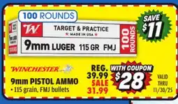 Big 5 Winchester USA 9mm Pistol Ammunition Value Pack offer