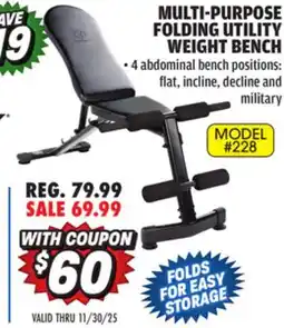 Big 5 Marcy Multi-Purpose Folding Utility Weight Bench offer