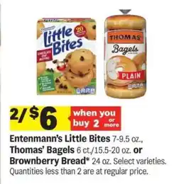 Meijer Entenmann’s Little Bites, Thomas’ Bagels or Brownberry Bread offer