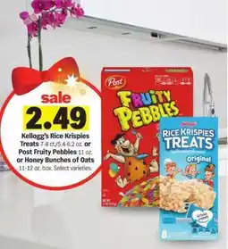 Meijer Kellogg's Rice Krispies Treats / Post Fruity Pebbles / Honey Bunches of Oats offer