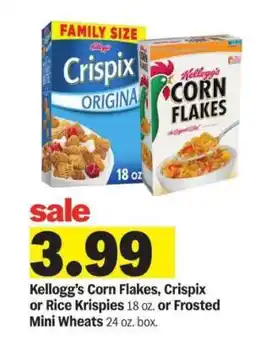 Meijer Kellogg’s Corn Flakes, Crispix or Rice Krispies or Frosted Mini Wheats offer