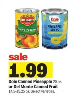Meijer Dole Canned Pineapple or Del Monte Canned Fruit offer