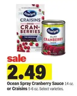 Meijer Ocean Spray Cranberry Sauce or Craisins offer
