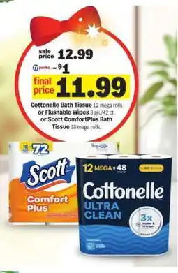 Meijer Cottonelle Bath Tissue or Flushable Wipes or Scott ComfortPlus Bath Tissue offer