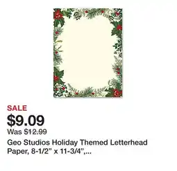Office Depot Geo Studios Holiday Themed Letterhead Paper, 8-1/2 x 11-3/4, Vintage Holly, Pack Of 70 Sheets offer