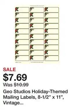 Office Depot Geo Studios Holiday-Themed Mailing Labels, 8-1/2 x 11, Vintage Holly, Pack Of 150 Labels offer