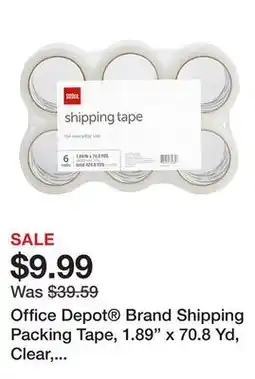 Office Depot Office Depot Brand Shipping Packing Tape, 1.89 x 70.8 Yd, Clear, Pack Of 6 Rolls offer