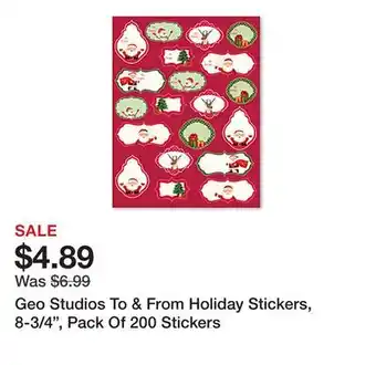 Office Depot Geo Studios To & From Holiday Stickers, 8-3/4, Pack Of 200 Stickers offer
