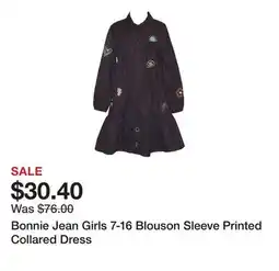 Belk Bonnie Jean Girls 7-16 Blouson Sleeve Printed Collared Dress offer