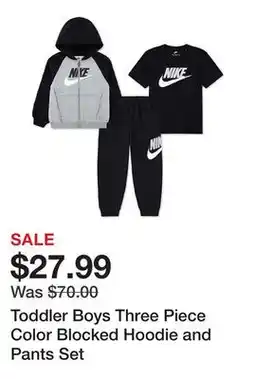 Belk Toddler Boys Three Piece Color Blocked Hoodie and Pants Set offer