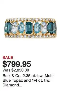 Belk Belk & Co. 2.35 ct. t.w. Multi Blue Topaz and 1/4 ct. t.w. Diamond Band Ring in 10K Yellow Gold offer