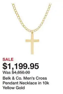 Belk Belk & Co. Men's Cross Pendant Necklace in 10k Yellow Gold offer