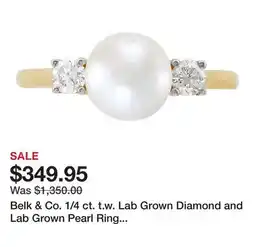Belk Belk & Co. 1/4 ct. t.w. Lab Grown Diamond and Lab Grown Pearl Ring in 10K Yellow Gold offer