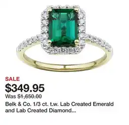Belk Belk & Co. 1/3 ct. t.w. Lab Created Emerald and Lab Created Diamond Ring in 10K Yellow Gold offer
