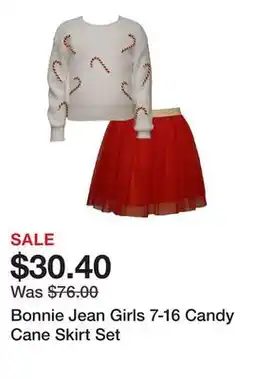 Belk Bonnie Jean Girls 7-16 Candy Cane Skirt Set offer
