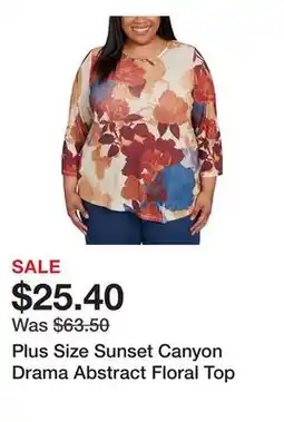 Belk Plus Size Sunset Canyon Drama Abstract Floral Top offer