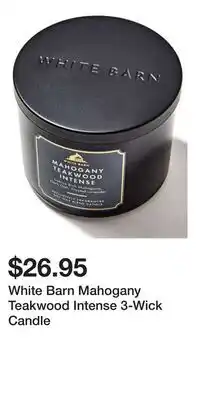 Bath & Body Works White Barn Mahogany Teakwood Intense 3-Wick Candle offer
