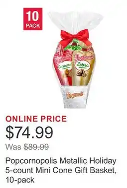 Costco Popcornopolis Metallic Holiday 5-count Mini Cone Gift Basket, 10-pack offer