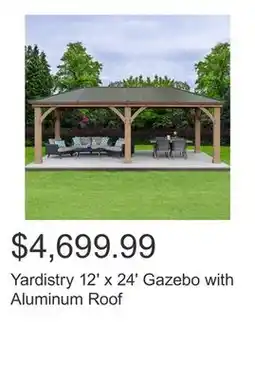 Costco Yardistry 12' x 24' Gazebo with Aluminum Roof offer