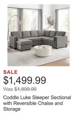 Costco Coddle Luke Sleeper Sectional with Reversible Chaise and Storage offer