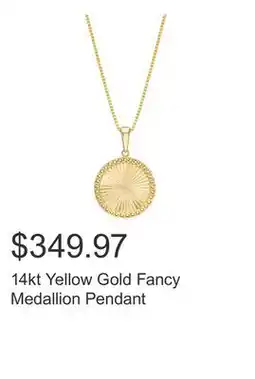Costco 14kt Yellow Gold Fancy Medallion Pendant offer