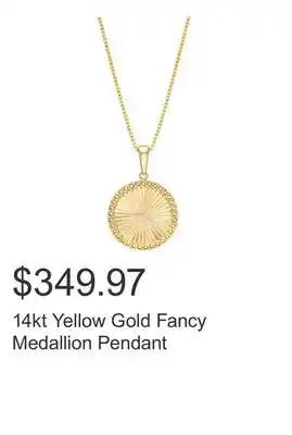 Costco 14kt Yellow Gold Fancy Medallion Pendant offer