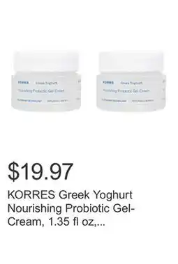 Costco KORRES Greek Yoghurt Nourishing Probiotic Gel-Cream, 1.35 fl oz, 2-pack offer