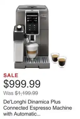 Costco De'Longhi Dinamica Plus Connected Espresso Machine with Automatic Milk Frother offer