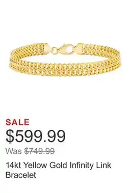 Costco 14kt Yellow Gold Infinity Link Bracelet offer