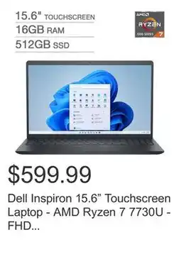 Costco Dell Inspiron 15.6 Touchscreen Laptop - AMD Ryzen 7 7730U - FHD (1920 x 1080) - Windows 11 offer